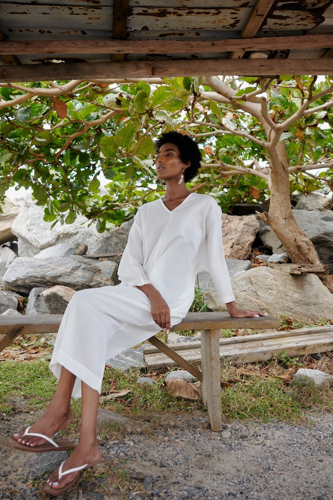 Classic Linen Kaftan White / L Classic Linen Kaftan White / L